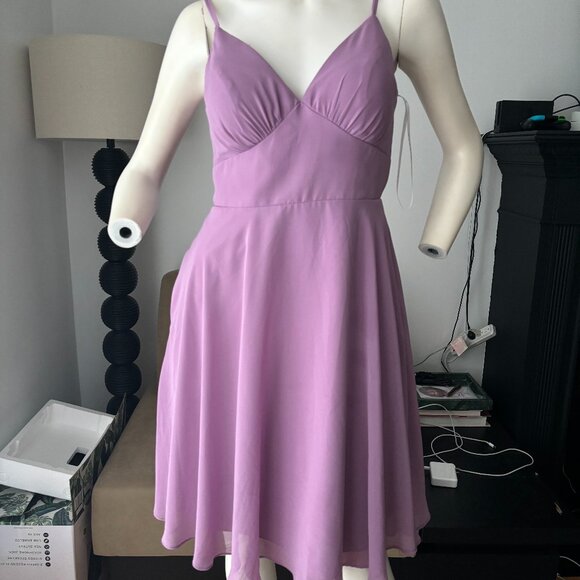 Azazie Purple Chiffon Bridesmaid Gown Flowy Pleated Chiffon Dress Purple - Picture 2 of 5